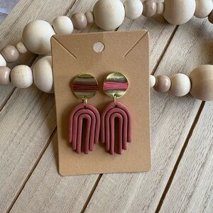 Handmade Mauve Rainbow Earrings with Gold Studs | Boho Statement Jewelry